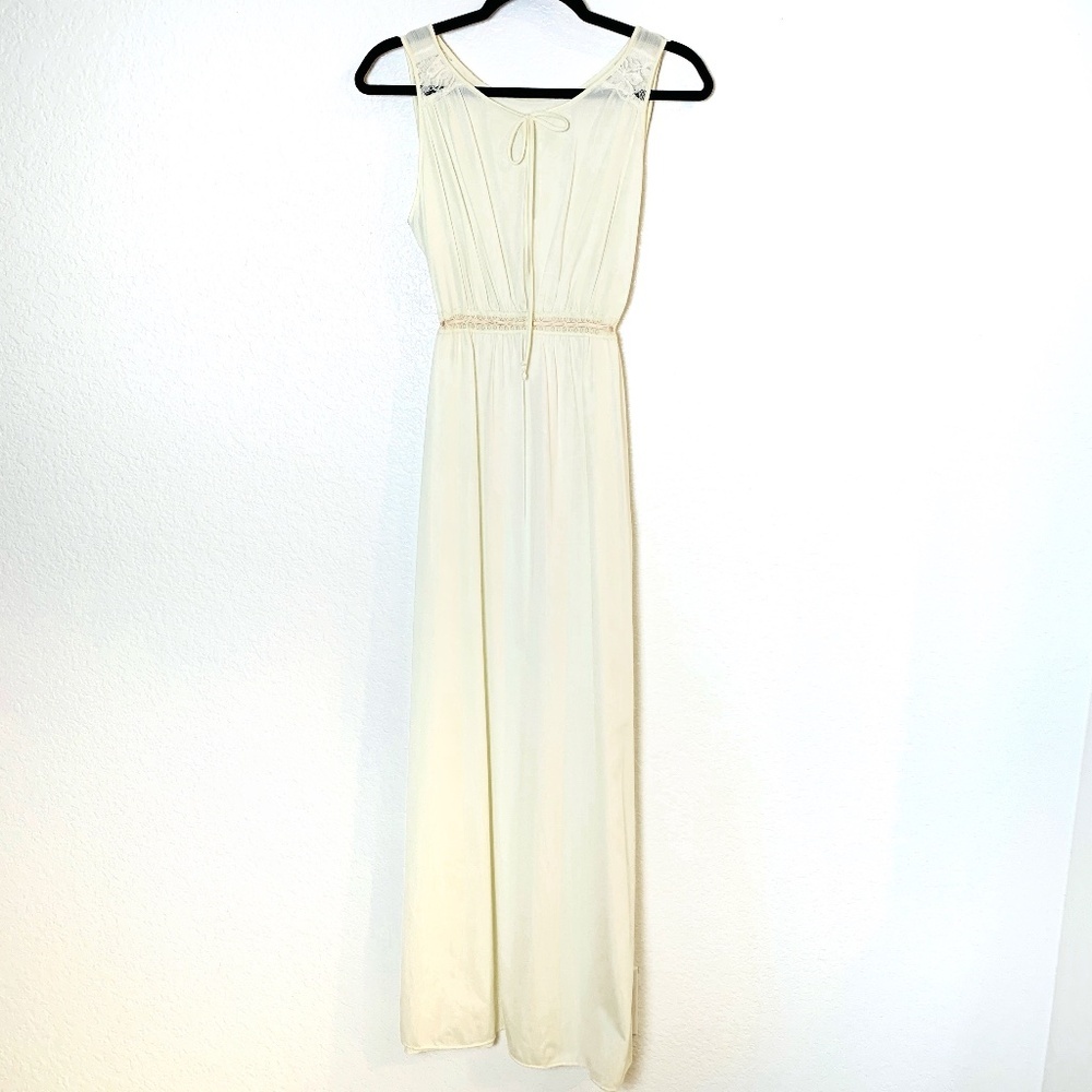 Vintage Miss Elaine Maxi Nightgown Medium Ivory Grecian Cottagecore Ethereal